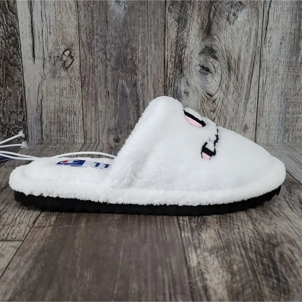 Champion Motel Slippers Youth Size 11 Terrycloth Girls Hard Sole Cushioned White